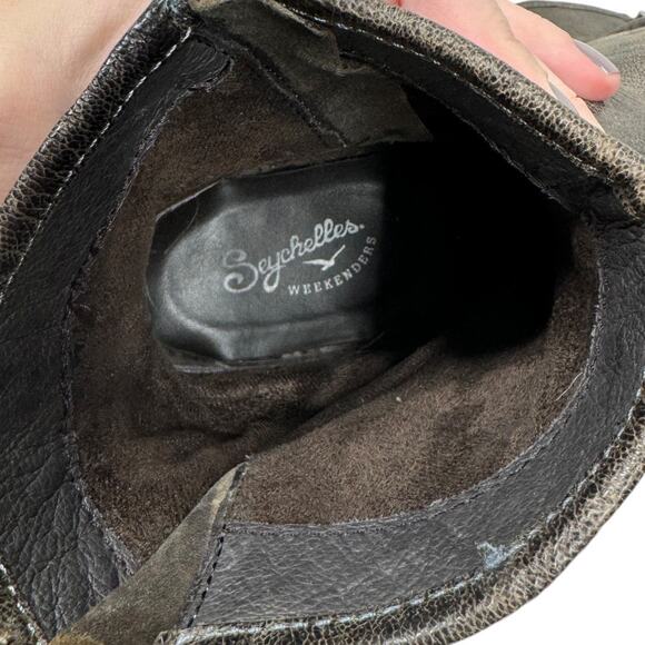 Seychelles Weekenders Distressed Leather Moto Boots 7.5 Brown Ankle Booties Edgy - Picture 10 of 10